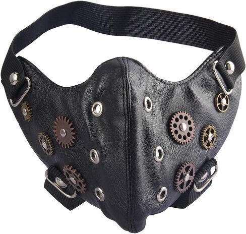 COOLLA Punk Leather Mask Motorcycle Biker Half Face Mask Anti-Dust Sport Mask in Kuwait