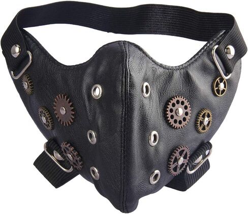 COOLLA Punk Leather Mask Motorcycle Biker Half Face Mask Anti-Dust Sport Mask in Kuwait