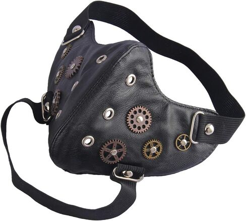 COOLLA Punk Leather Mask Motorcycle Biker Half Face Mask Anti-Dust Sport Mask in Kuwait