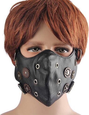 COOLLA Punk Leather Mask Motorcycle Biker Half Face Mask Anti-Dust Sport Mask in Kuwait