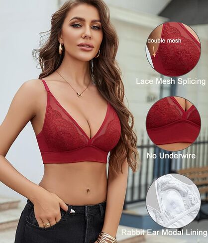 Avidlove Lace Bralette for Women Wireless Mesh Bralettes Sexy v Tank Tank Top مع بطانة أذن أرنب مشروطة in Saudi Arabia