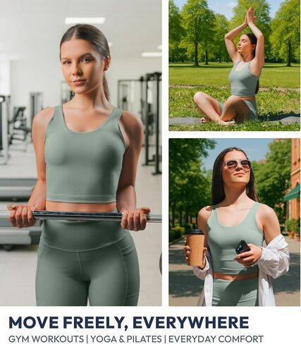 Nirlon U Tank Top Sports Bra - Nirlux Womens Tops & Sports Bras for Women - Light Cups, Scoop Neck Workout Tops for Women in Saudi Arabia