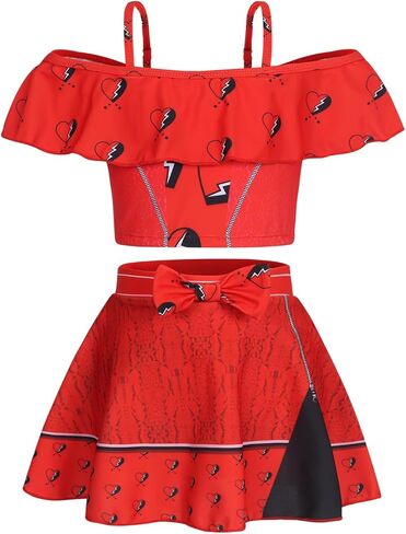 Jurebecia Princess Bathing Suit for Girls 2-Piece Swimsuit Kids Bikini Set Princess Role Play Ruffle Swimwear in Kuwait