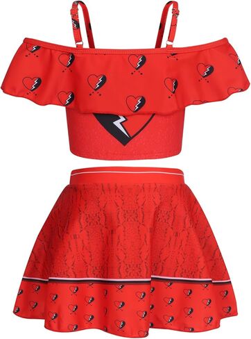 Jurebecia Princess Bathing Suit for Girls 2-Piece Swimsuit Kids Bikini Set Princess Role Play Ruffle Swimwear in Kuwait