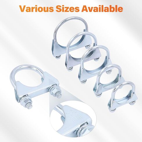 2 حزمة 1.5 "مشابك عادم كاتم الصوت المشبك الشاقية U على أنابيب طرف 38 ملم مصابيح أنابيب عادم U-Bolt الصلب (1-1/2") in Kuwait