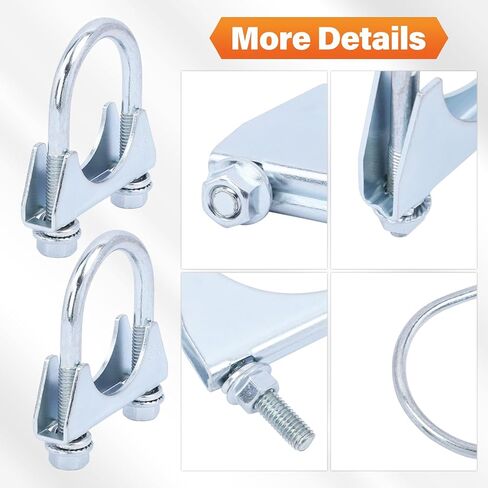 2 حزمة 1.5 "مشابك عادم كاتم الصوت المشبك الشاقية U على أنابيب طرف 38 ملم مصابيح أنابيب عادم U-Bolt الصلب (1-1/2") in Kuwait