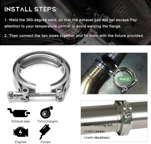 4 Inch V Band Clamp,Male Female 304 Stainless Steel Quick Release Flange Exhaust Clamp, V-Band for Pickup Truck Turbo Downpipe Exchange Exhaust Systems, Car Accessories in Kuwait