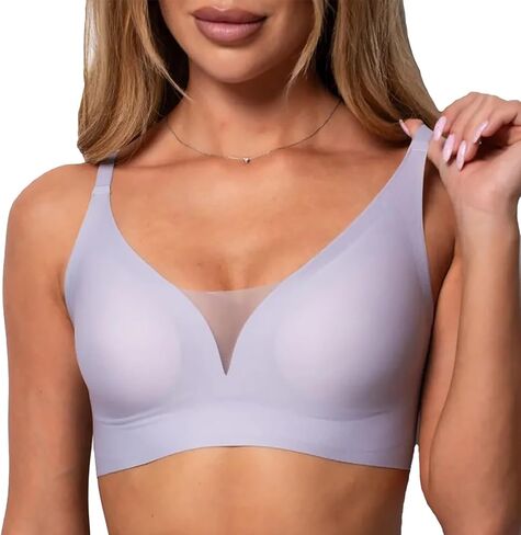 صدرية لاسلكية للنساء الدانتيل ضد الرقبة لا underwire دفع حمالة صدر سلسة برازيت تغطية كاملة in Kuwait