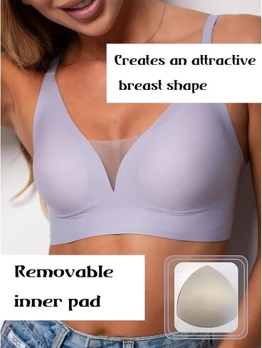 صدرية لاسلكية للنساء الدانتيل ضد الرقبة لا underwire دفع حمالة صدر سلسة برازيت تغطية كاملة in Kuwait