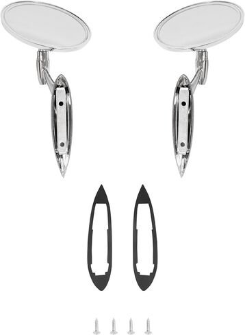 HECASA Side Mirrors Chrome Round Outside Ribbed Base Compatible with 1963 1964 1965 Chevy Chevelle Impala Nova Corvair El Camino Pair Rearview Mirrors in Saudi Arabia