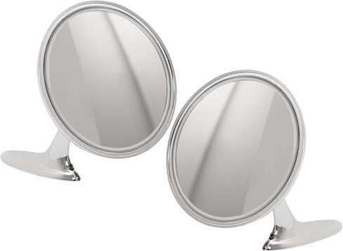 HECASA Side Mirrors Chrome Round Outside Ribbed Base Compatible with 1963 1964 1965 Chevy Chevelle Impala Nova Corvair El Camino Pair Rearview Mirrors in Saudi Arabia