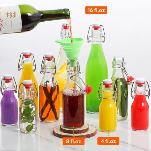 AuroTrends Swing Top Glass Bottles 8 oz 9Pack, Flip Top Glass Bottles with Airtight Flip Lids for Vanilla Extract Bottles/Home Brewing/Beverages/Oil (8 fl. oz, Set of 9) in Saudi Arabia