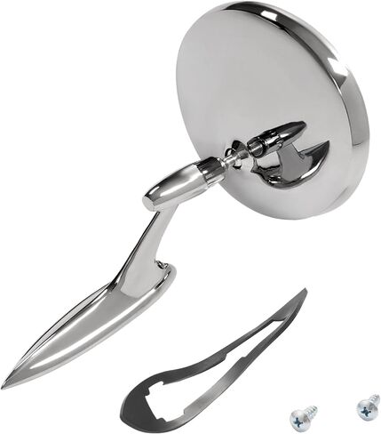 HECASA Side Mirrors Chrome Round Outside Ribbed Base Compatible with 1963 1964 1965 Chevy Chevelle Impala Nova Corvair El Camino Pair Rearview Mirrors in Saudi Arabia