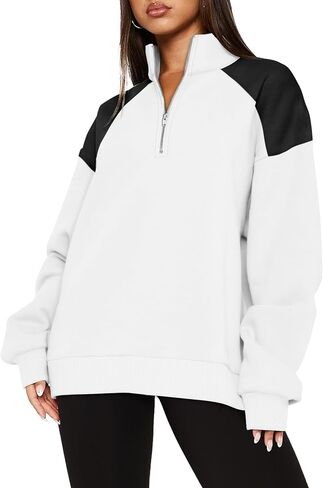 WIHOLL Half Zip Oversized Sweatshirts For Women Casual Fall Outfits Tunic Quarter Zip Pullover Crewneck Sweaters Hoodies Winter Clothes 2024 Coffee Grey 2XL in Saudi Arabia