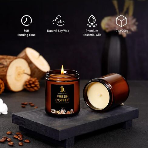 شموع قهوة طازجة ، شمعة معطرة على القهوة ، شموع فول الصويا الطبيعية للمنزل المعطرة ، طويلة الأمد مع زمن حرق مدتها 50 ساعة ، هدايا للرجال نساء in Saudi Arabia