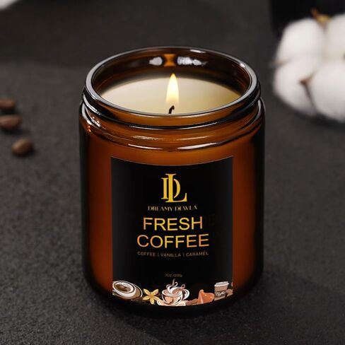 شموع قهوة طازجة ، شمعة معطرة على القهوة ، شموع فول الصويا الطبيعية للمنزل المعطرة ، طويلة الأمد مع زمن حرق مدتها 50 ساعة ، هدايا للرجال نساء in Saudi Arabia