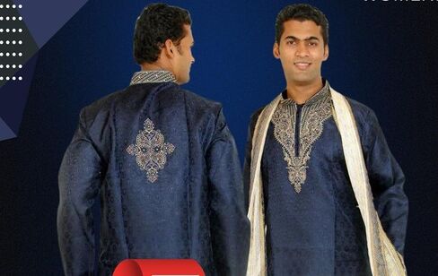 Men Kurta Sherwani Three Piece Set Plus Big Sizes upto 7XL Bollywood Indian Wedding Party wear in Saudi Arabia