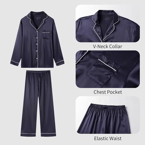 Mud Kingdom Mens Satin Pajamas Set Silk Button Button-Down PJS مجموعات صالة ناعمة in Kuwait