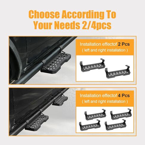Steps fits for Original Side Bumper, Metal Running Boards Compatible with Ford Bronco 2021 2022 2023 2024, Non-Slip Step Rail Pedals, Easy Installation, Rust-Resistant Powder Coating, 4pc in Kuwait