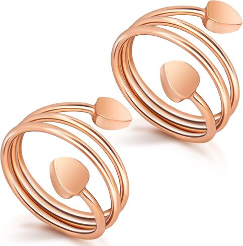 Copper Rings for Women,Lymphatic Drainage Magnetic Rings with 3500 Gauss Magnets,Magnetic Lymph Detox Ring 100% Pure Copper Jewelry Gift(2 PCS Rose Gold) in Saudi Arabia