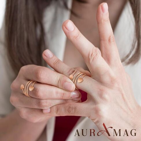 Copper Rings for Women,Lymphatic Drainage Magnetic Rings with 3500 Gauss Magnets,Magnetic Lymph Detox Ring 100% Pure Copper Jewelry Gift(2 PCS Rose Gold) in Saudi Arabia