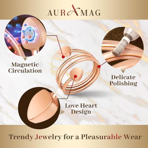 Copper Rings for Women,Lymphatic Drainage Magnetic Rings with 3500 Gauss Magnets,Magnetic Lymph Detox Ring 100% Pure Copper Jewelry Gift(2 PCS Rose Gold) in Saudi Arabia