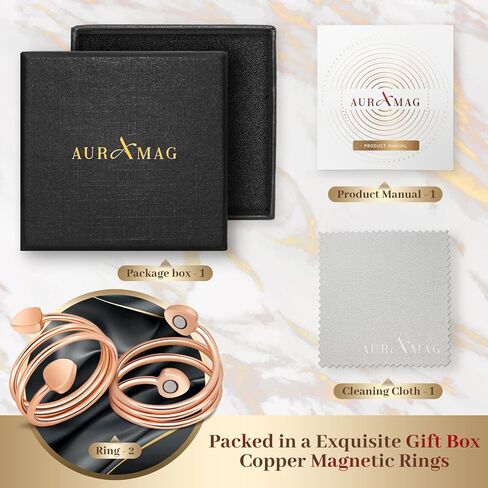 Copper Rings for Women,Lymphatic Drainage Magnetic Rings with 3500 Gauss Magnets,Magnetic Lymph Detox Ring 100% Pure Copper Jewelry Gift(2 PCS Rose Gold) in Saudi Arabia