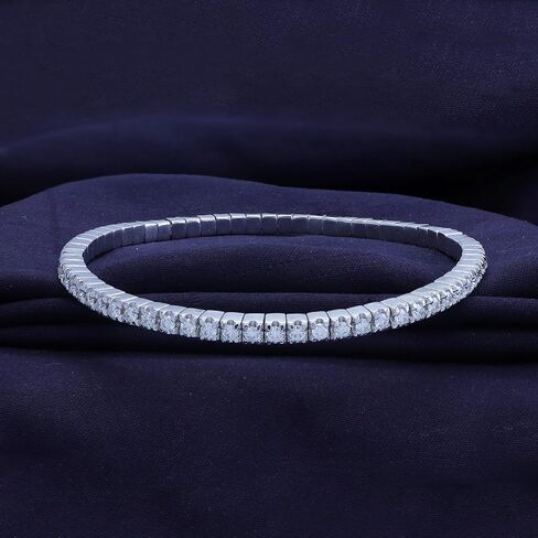 Stretch Bracelets For Women | Round Moissanite Diamond Stackable Adjustable Tennis Bracelets | 14K Gold Over Sterling Silver Jewelry Gifts For Her (2.00 Cttw To 2.50 Cttw) in Saudi Arabia