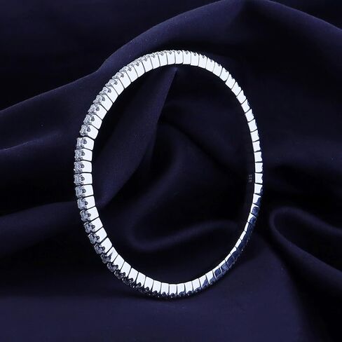 Stretch Bracelets For Women | Round Moissanite Diamond Stackable Adjustable Tennis Bracelets | 14K Gold Over Sterling Silver Jewelry Gifts For Her (2.00 Cttw To 2.50 Cttw) in Saudi Arabia