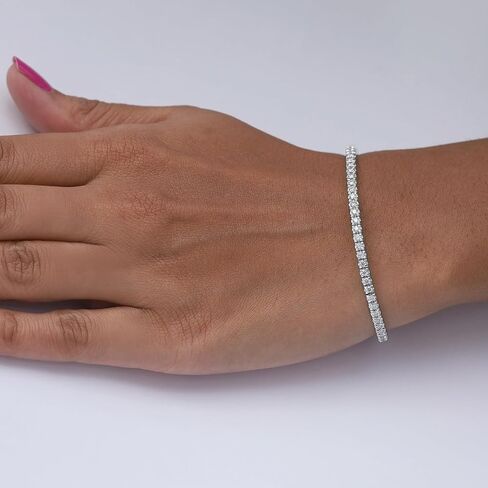 Stretch Bracelets For Women | Round Moissanite Diamond Stackable Adjustable Tennis Bracelets | 14K Gold Over Sterling Silver Jewelry Gifts For Her (2.00 Cttw To 2.50 Cttw) in Saudi Arabia
