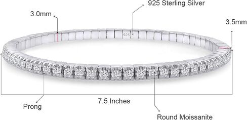 Stretch Bracelets For Women | Round Moissanite Diamond Stackable Adjustable Tennis Bracelets | 14K Gold Over Sterling Silver Jewelry Gifts For Her (2.00 Cttw To 2.50 Cttw) in Saudi Arabia