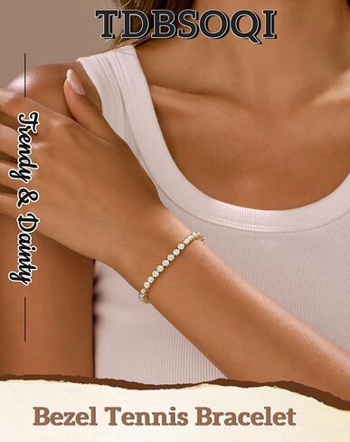 14k Gold Plated 3mm Cubic Zirconia Bezel Tennis Bracelet for Women Dainty Gold Bracelets Emerald Green CZ Tennis Bracelet for Women Wedding Bridal Jewelry Size 6.75+1 Inch in Saudi Arabia