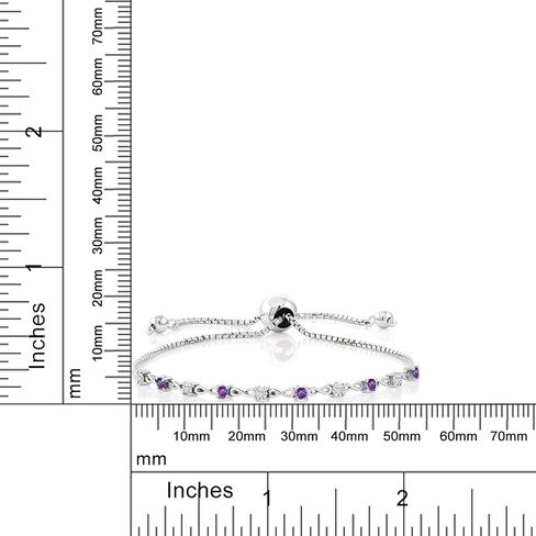 Gem Stone King 925 Sterling Silver White Moissanite and Gemstone Birthstone Infinity Tennis Bracelet For Women | Round 2.5MM | Adjustable Bolo Bracelet Up to 9 Inch | Easy-On Easy-Off in Saudi Arabia