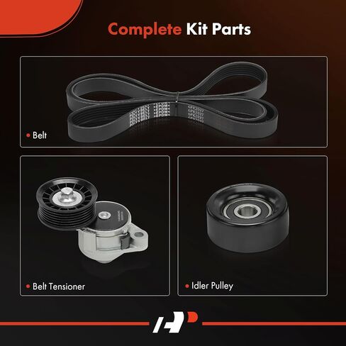 A-Premium Engine Serpentine Belt Drive Kit مع توتر وكرات العاطل المتوافقة مع شيفروليه كورفيت 1997 1998 2002 2004 ، 5.7L ، مجموعة 3-PC in Kuwait