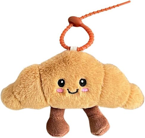 Cute Happy Smiling Bread Croissant Baguette Keychain Lucky Good Luck Positive Energy Key Chain Ring Bag Pendant in Kuwait