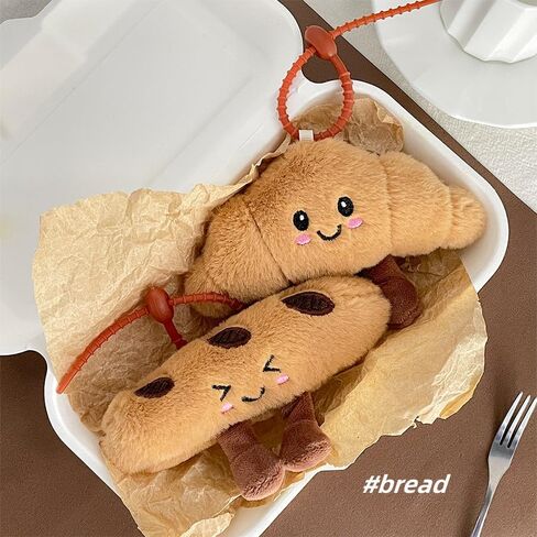 Cute Happy Smiling Bread Croissant Baguette Keychain Lucky Good Luck Positive Energy Key Chain Ring Bag Pendant in Kuwait