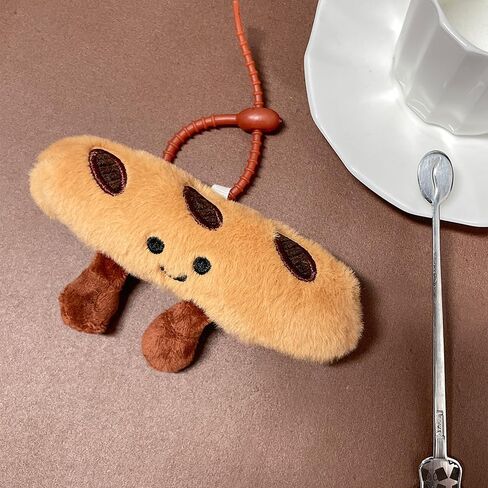 Cute Happy Smiling Bread Croissant Baguette Keychain Lucky Good Luck Positive Energy Key Chain Ring Bag Pendant in Kuwait