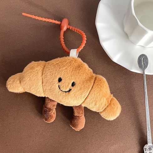 Cute Happy Smiling Bread Croissant Baguette Keychain Lucky Good Luck Positive Energy Key Chain Ring Bag Pendant in Kuwait