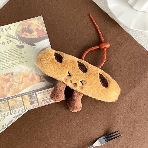 Cute Happy Smiling Bread Croissant Baguette Keychain Lucky Good Luck Positive Energy Key Chain Ring Bag Pendant in Kuwait