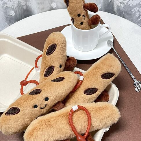 Cute Happy Smiling Bread Croissant Baguette Keychain Lucky Good Luck Positive Energy Key Chain Ring Bag Pendant in Kuwait