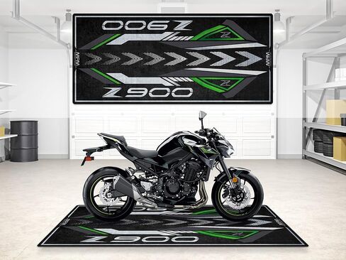 Parking Mat for Z900 Series Motorcycle Models, Display Pit Mat, Non-Slip Garage and Showroom Floor Rug (Metallic Spark Black - Matte Dark Gray, Size 1 : 86.6 x 39.4/220 x 100 cm) in Kuwait