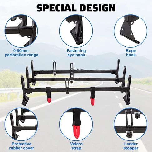 ECOTRIC 59in Roof Racks Compatible with 1996-Up Chevy Express 1500/2500/3500, 850 LBS Capacity, 3 bar roof Ladder Rack for Van Steel White in Saudi Arabia