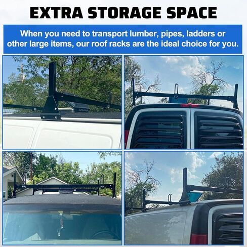 ECOTRIC 59in Roof Racks Compatible with 1996-Up Chevy Express 1500/2500/3500, 850 LBS Capacity, 3 bar roof Ladder Rack for Van Steel White in Saudi Arabia
