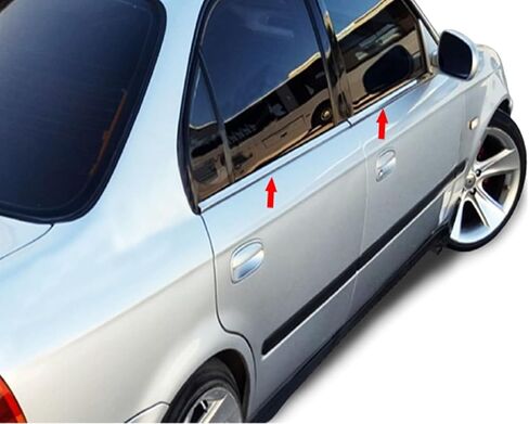 غطاء المطاط النافذة Melexi Chrome Trim 4 PCS من الصلب متوافق مع هوندا سيفيك سيدان 1996 إلى 2000 in Saudi Arabia