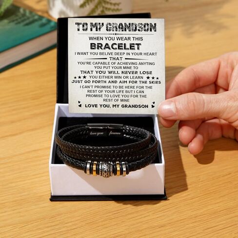 To My Grandson Bracelet, Grandson Bracelet From Grandma, Grandsons Gift From Grandparents, Anniversary Graduation Valentine Christmas Birthday Gifts For Grandsons With Message Card And Gift Box in Saudi Arabia