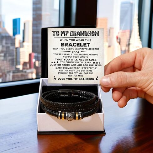 To My Grandson Bracelet, Grandson Bracelet From Grandma, Grandsons Gift From Grandparents, Anniversary Graduation Valentine Christmas Birthday Gifts For Grandsons With Message Card And Gift Box in Saudi Arabia