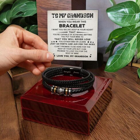 To My Grandson Bracelet, Grandson Bracelet From Grandma, Grandsons Gift From Grandparents, Anniversary Graduation Valentine Christmas Birthday Gifts For Grandsons With Message Card And Gift Box in Saudi Arabia