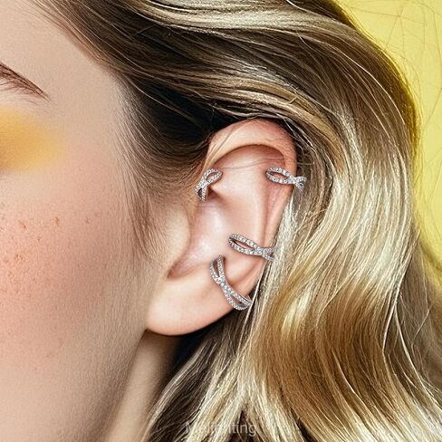 Melighting 20G/18G Double Nose Ring 316L Surgical Steel Nose Hoop Transparent CZ Helix Clicker Earring Tragus Conch Jewellery for Women 6/8/10/12 mm Hinged Segment in Saudi Arabia