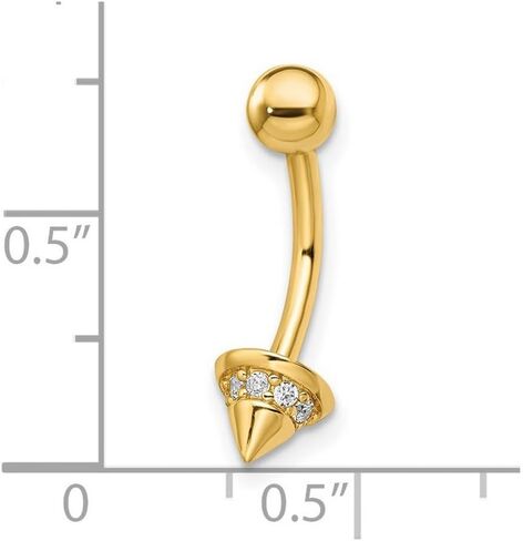 JewelryWeb 14K CZ CZ محاكاة ماس البطن 5.44x6.41mm جسم عريض ثقب للنساء in Saudi Arabia