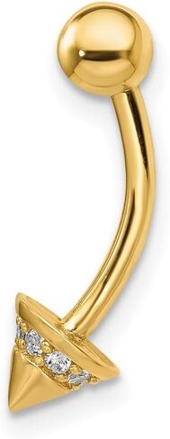 JewelryWeb 14K CZ CZ محاكاة ماس البطن 5.44x6.41mm جسم عريض ثقب للنساء in Saudi Arabia